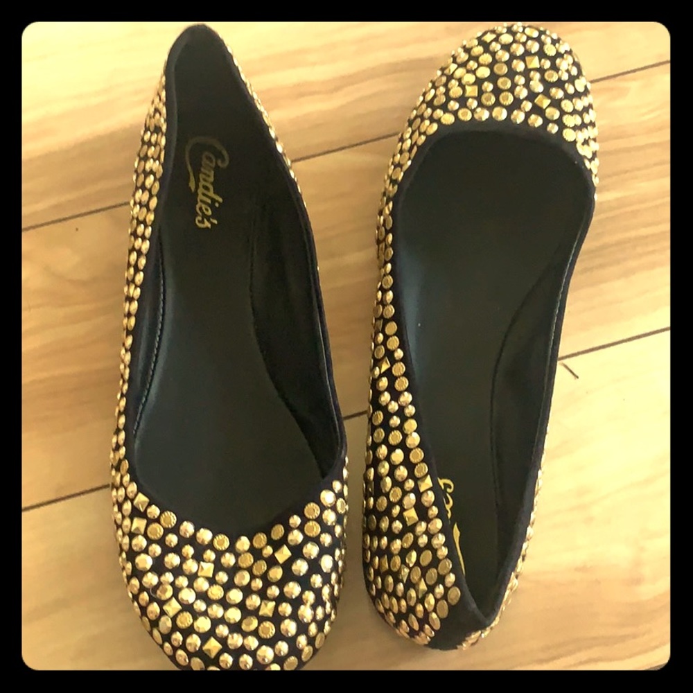 Candies gold studded ballet flats size 9